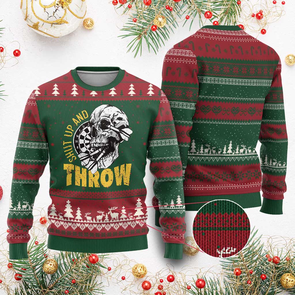 Funny Skeleton Darts Player Ugly Christmas Sweater I Suck At Darts TS12 Red Green Print Your Wear
