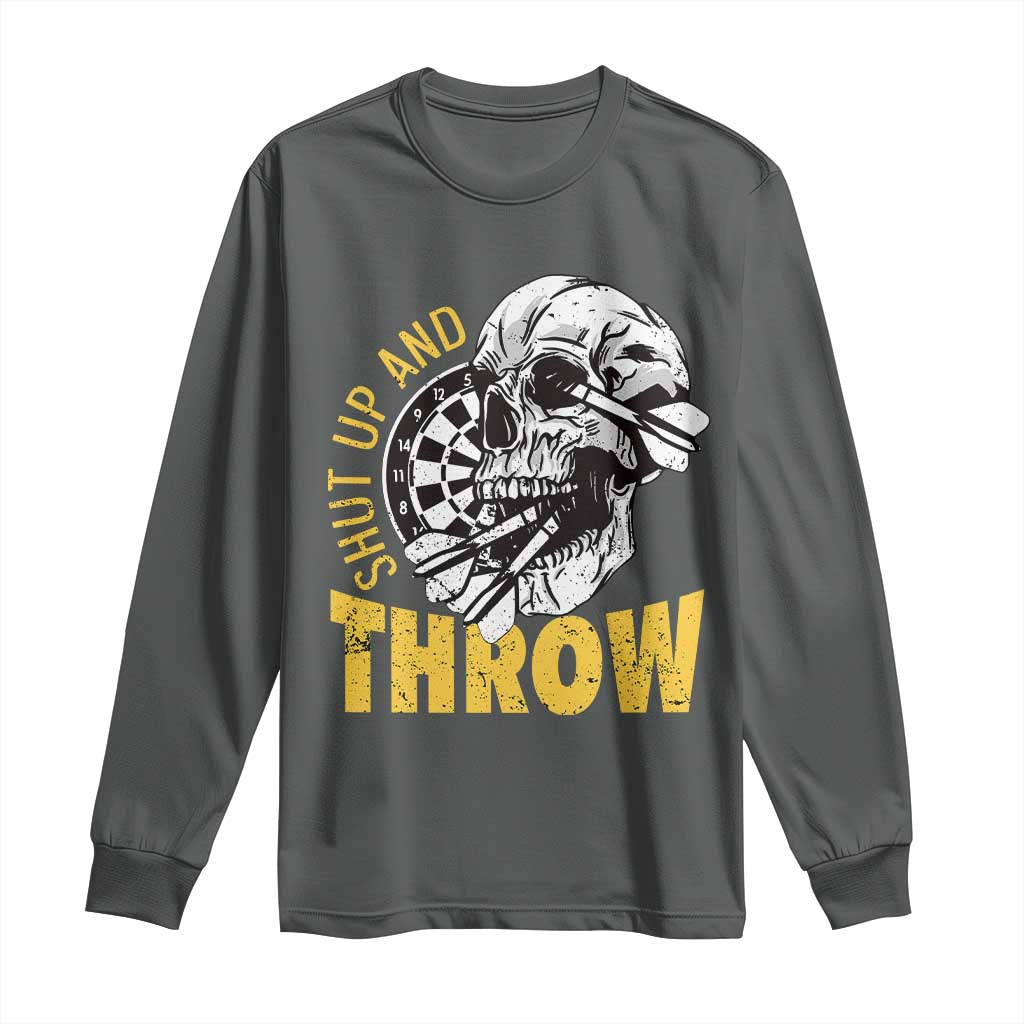 Funny Skeleton Darts Player Long Sleeve Shirt I Suck At Darts TS12 Dark Heather Print Your Wear