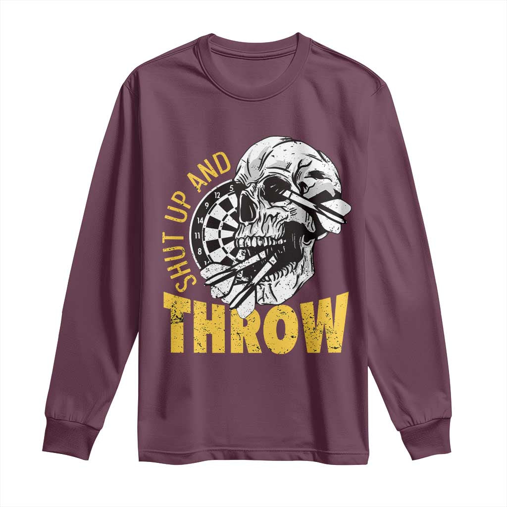 Funny Skeleton Darts Player Long Sleeve Shirt I Suck At Darts TS12 Maroon Print Your Wear