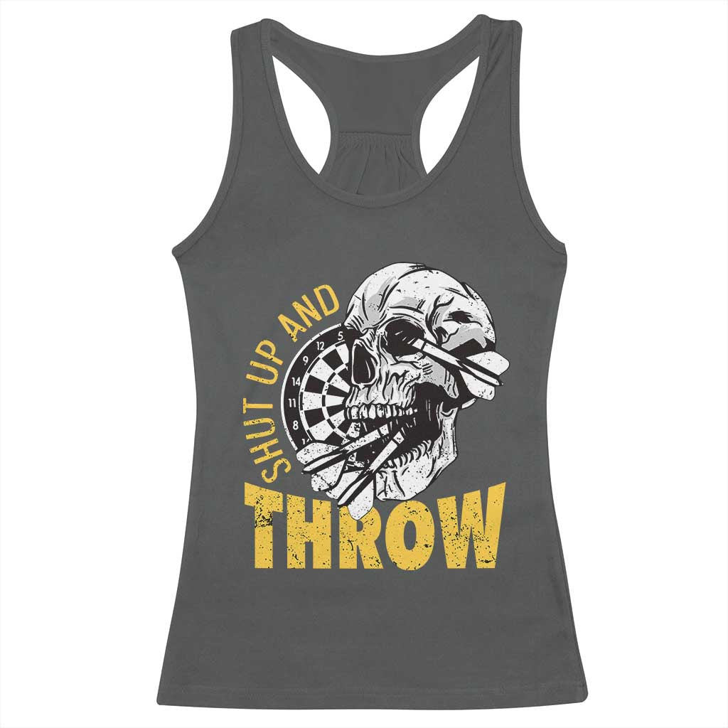 Funny Skeleton Darts Player Racerback Tank Top I Suck At Darts TS12 Dark Heather Print Your Wear