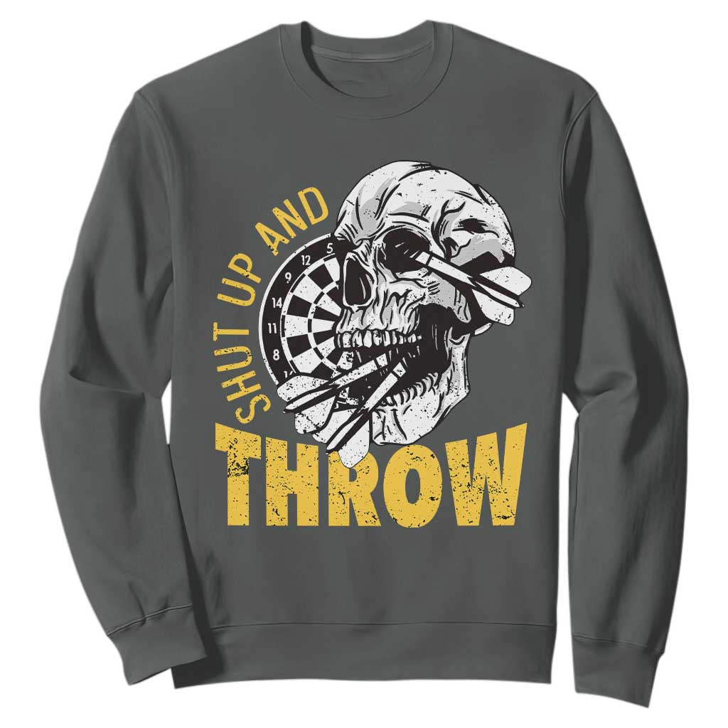 Funny Skeleton Darts Player Sweatshirt I Suck At Darts TS12 Dark Heather Print Your Wear