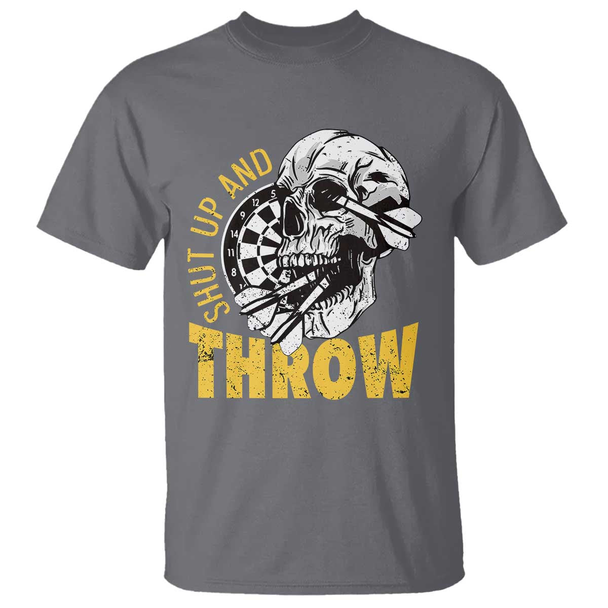 Funny Skeleton Darts Player T Shirt I Suck At Darts TS12 Charcoal Print Your Wear