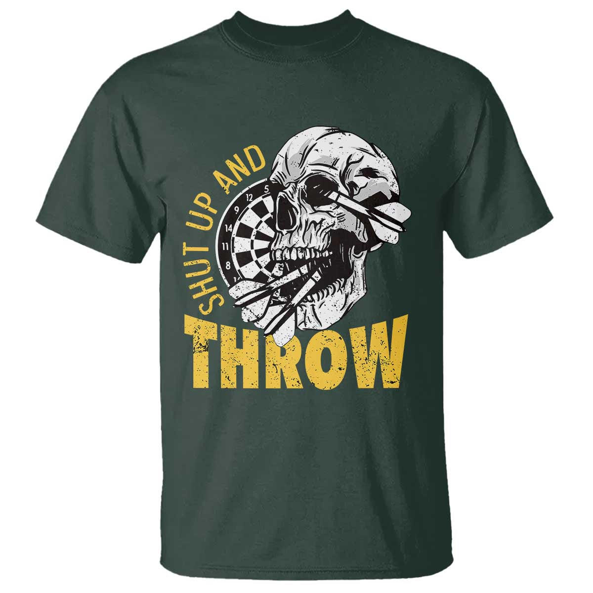 Funny Skeleton Darts Player T Shirt I Suck At Darts TS12 Dark Forest Green Print Your Wear