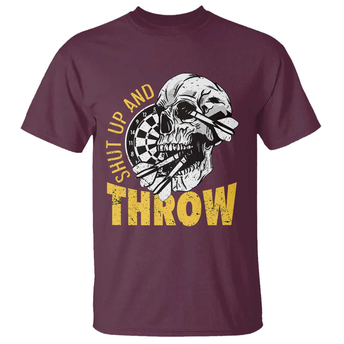 Funny Skeleton Darts Player T Shirt I Suck At Darts TS12 Maroon Print Your Wear