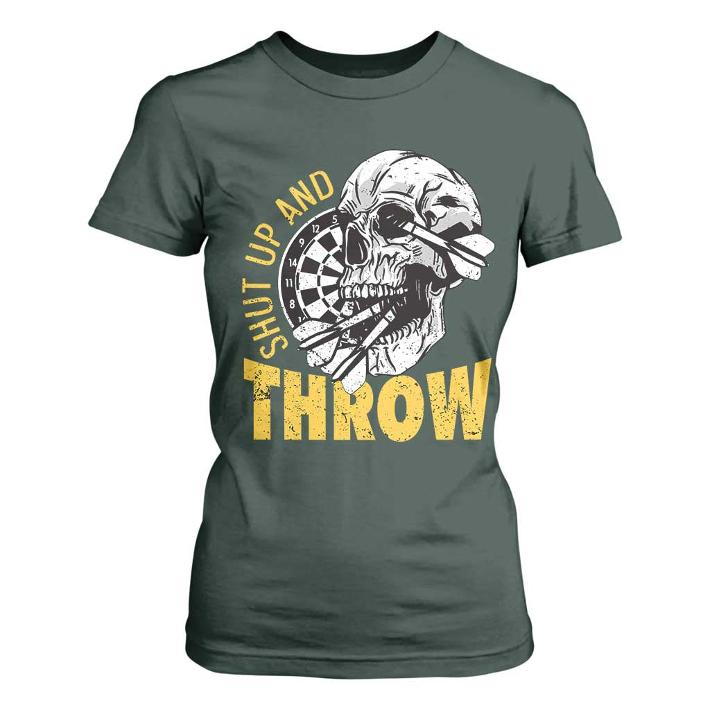 Funny Skeleton Darts Player T Shirt For Women I Suck At Darts TS12 Dark Forest Green Print Your Wear