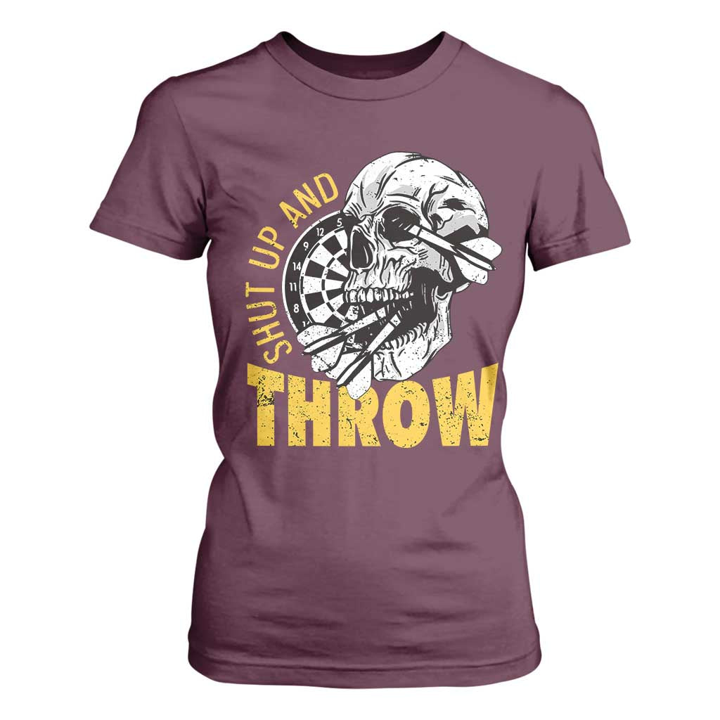 Funny Skeleton Darts Player T Shirt For Women I Suck At Darts TS12 Maroon Print Your Wear