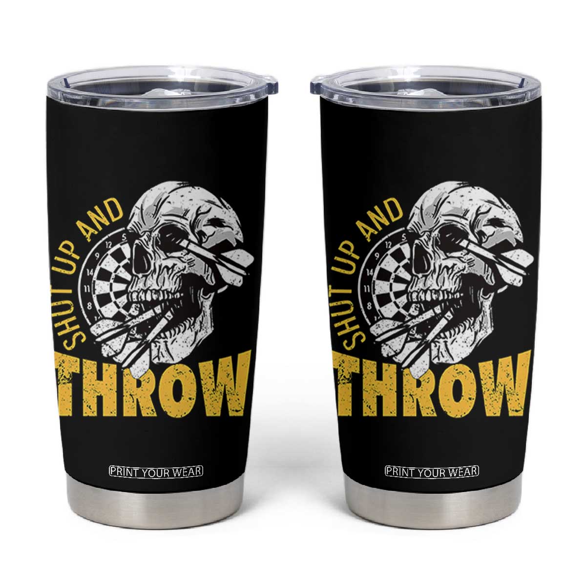 Funny Skeleton Darts Player Tumbler Cup I Suck At Darts TS12 Black Print Your Wear