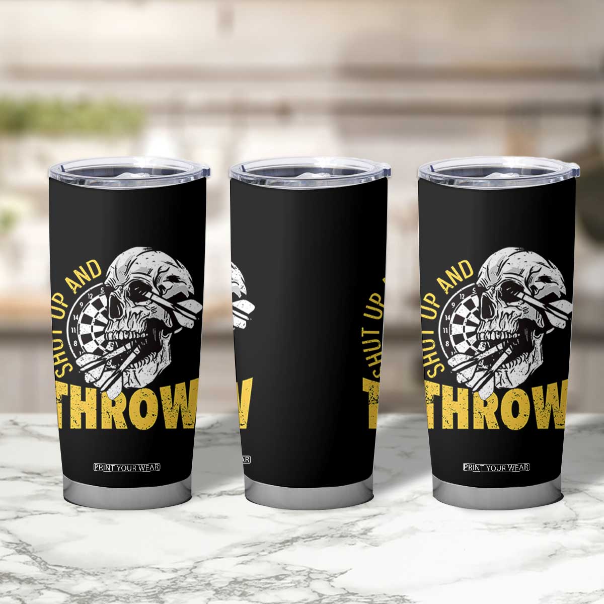 Funny Skeleton Darts Player Tumbler Cup I Suck At Darts TS12 Print Your Wear
