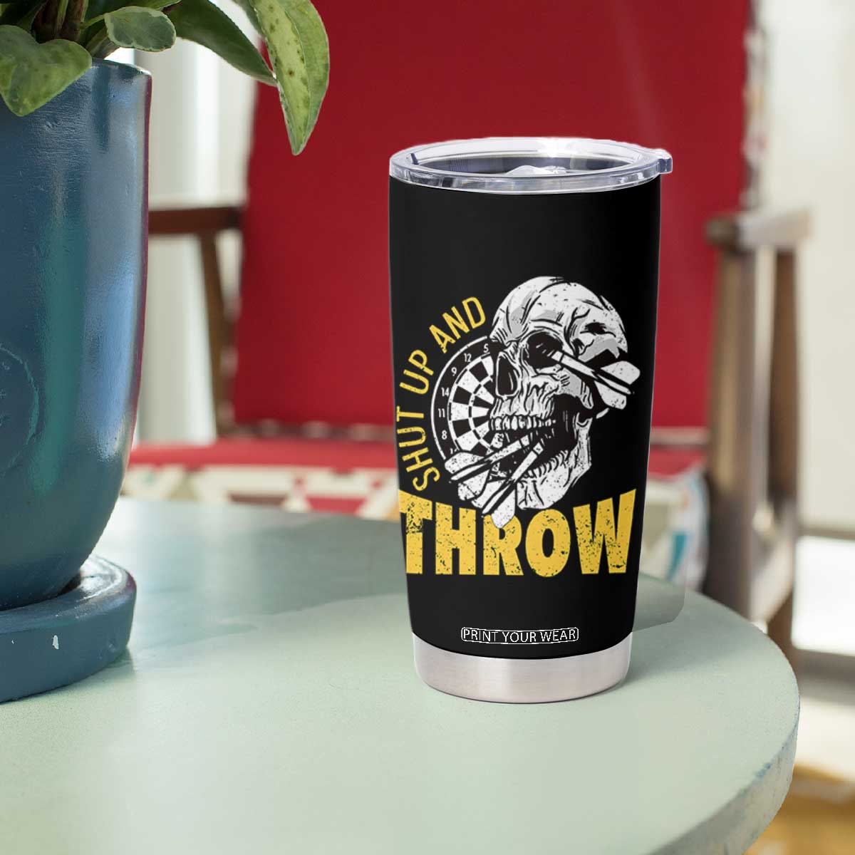 Funny Skeleton Darts Player Tumbler Cup I Suck At Darts TS12 Print Your Wear