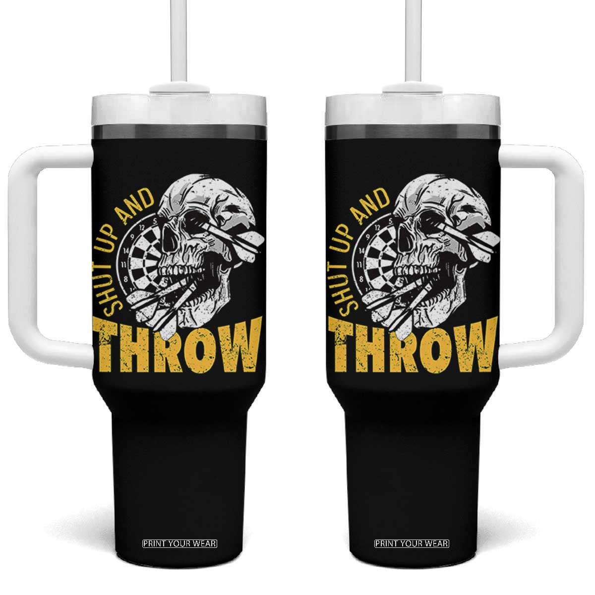 Funny Skeleton Darts Player Tumbler With Handle I Suck At Darts TS12 One Size: 40 oz Black Print Your Wear