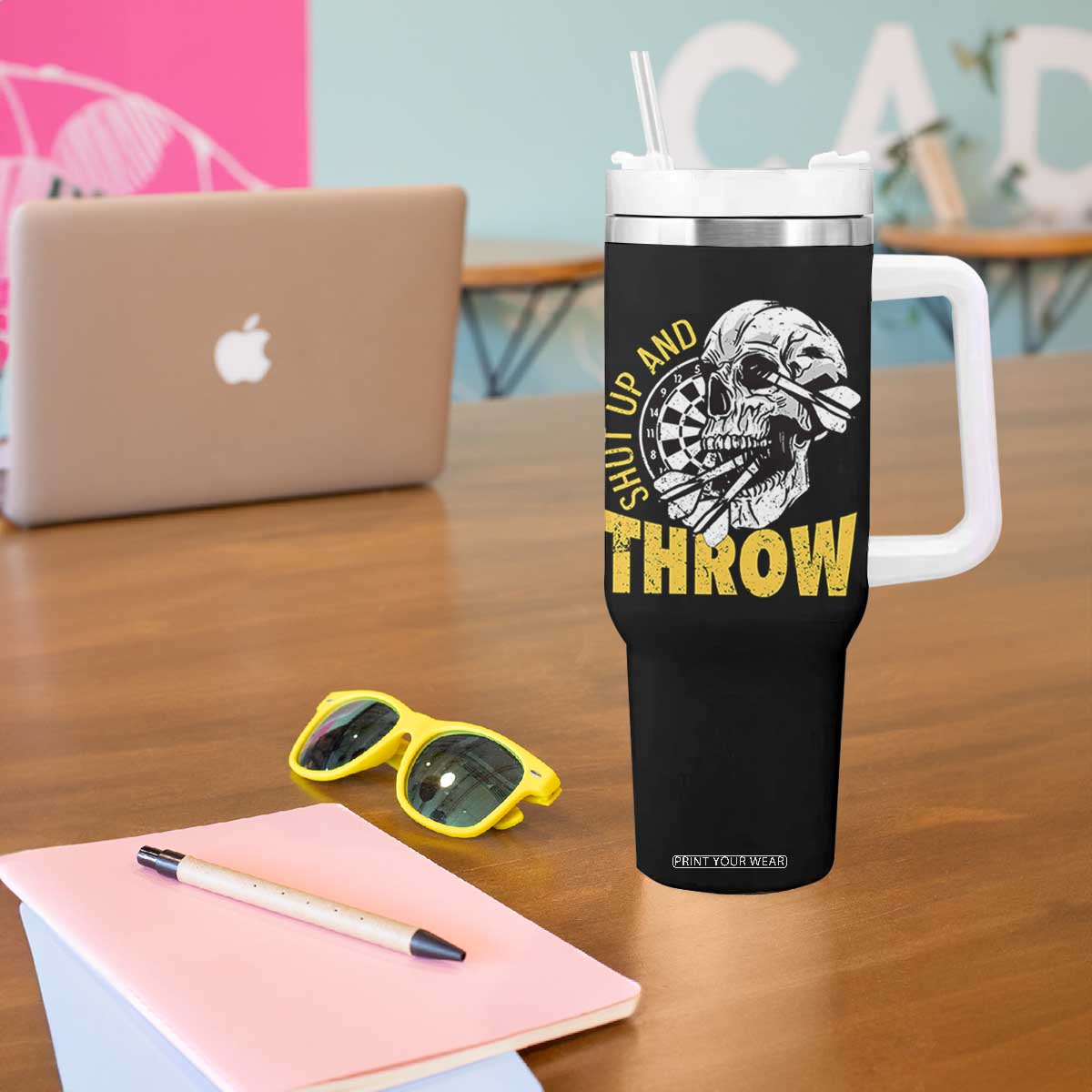 Funny Skeleton Darts Player Tumbler With Handle I Suck At Darts TS12 Print Your Wear