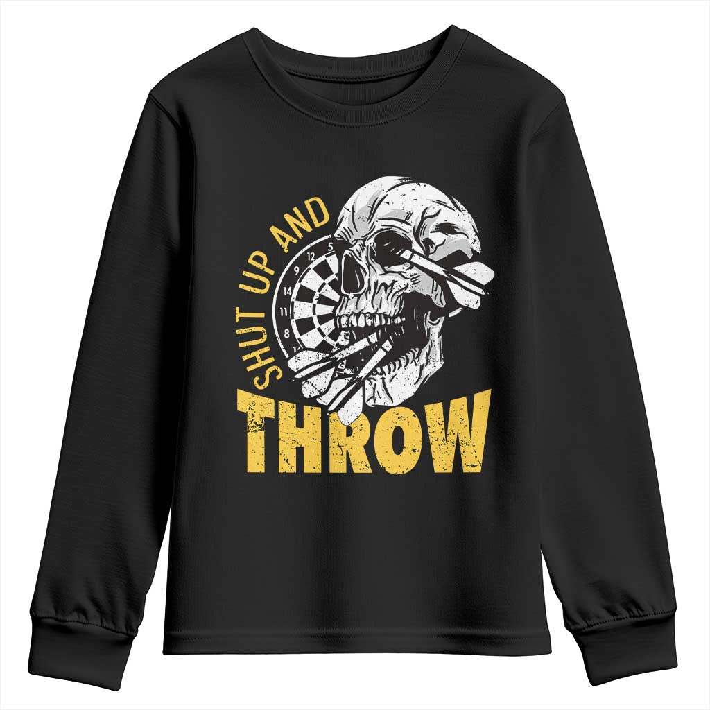 Funny Skeleton Darts Player Youth Sweatshirt I Suck At Darts TS12 Black Print Your Wear