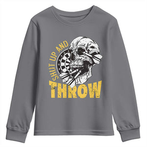 Funny Skeleton Darts Player Youth Sweatshirt I Suck At Darts TS12 Charcoal Print Your Wear