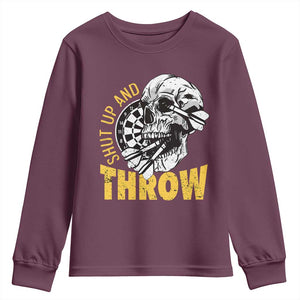 Funny Skeleton Darts Player Youth Sweatshirt I Suck At Darts TS12 Maroon Print Your Wear