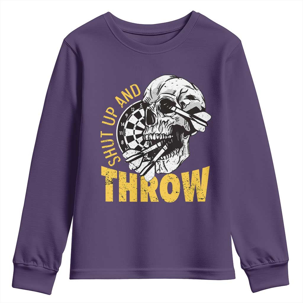 Funny Skeleton Darts Player Youth Sweatshirt I Suck At Darts TS12 Purple Print Your Wear