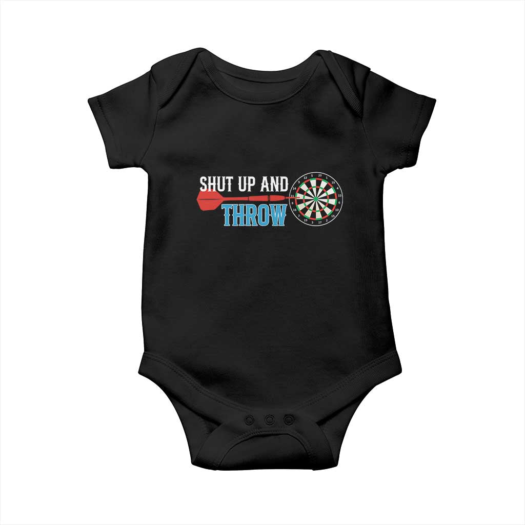 Shut Up And Throw Baby Onesie Funny Darts Player Gift TS12 Black Print Your Wear