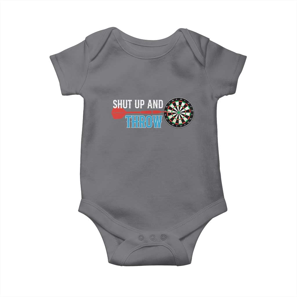Shut Up And Throw Baby Onesie Funny Darts Player Gift TS12 Charcoal Print Your Wear