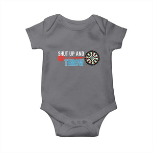 Shut Up And Throw Baby Onesie Funny Darts Player Gift TS12 Charcoal Print Your Wear