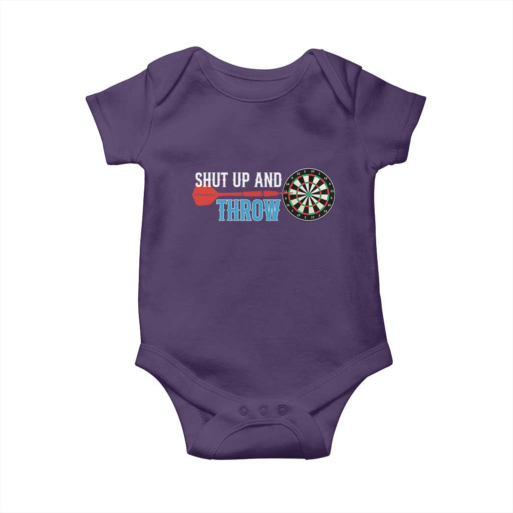 Shut Up And Throw Baby Onesie Funny Darts Player Gift TS12 Purple Print Your Wear