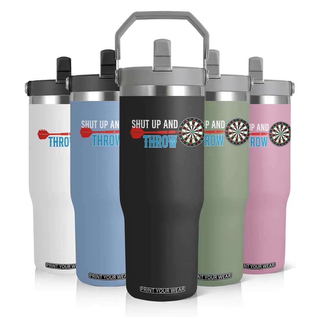 Shut Up And Throw Flip Straw Tumbler Funny Darts Player Gift TS12 Print Your Wear