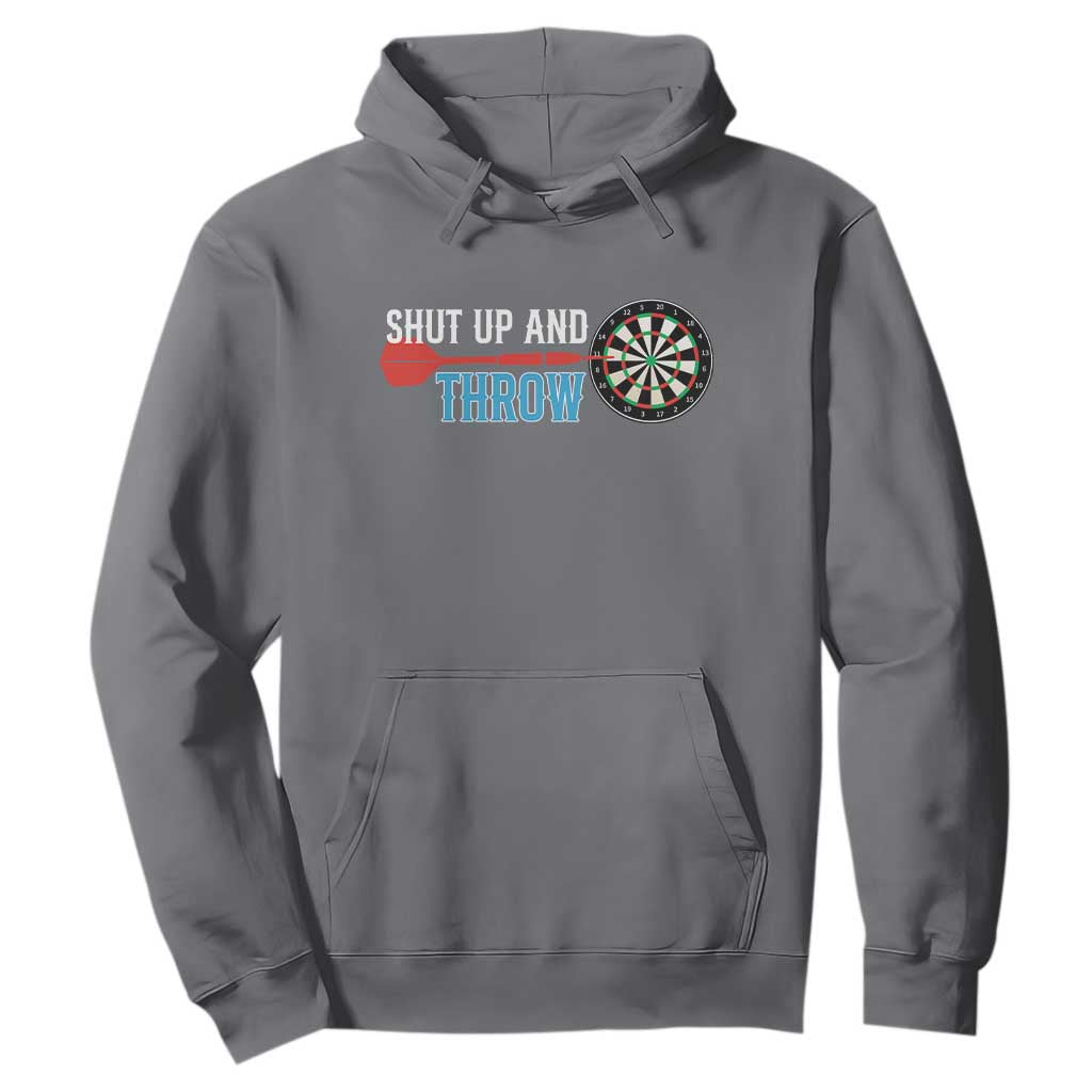 Shut Up And Throw Hoodie Funny Darts Player Gift TS12 Charcoal Print Your Wear