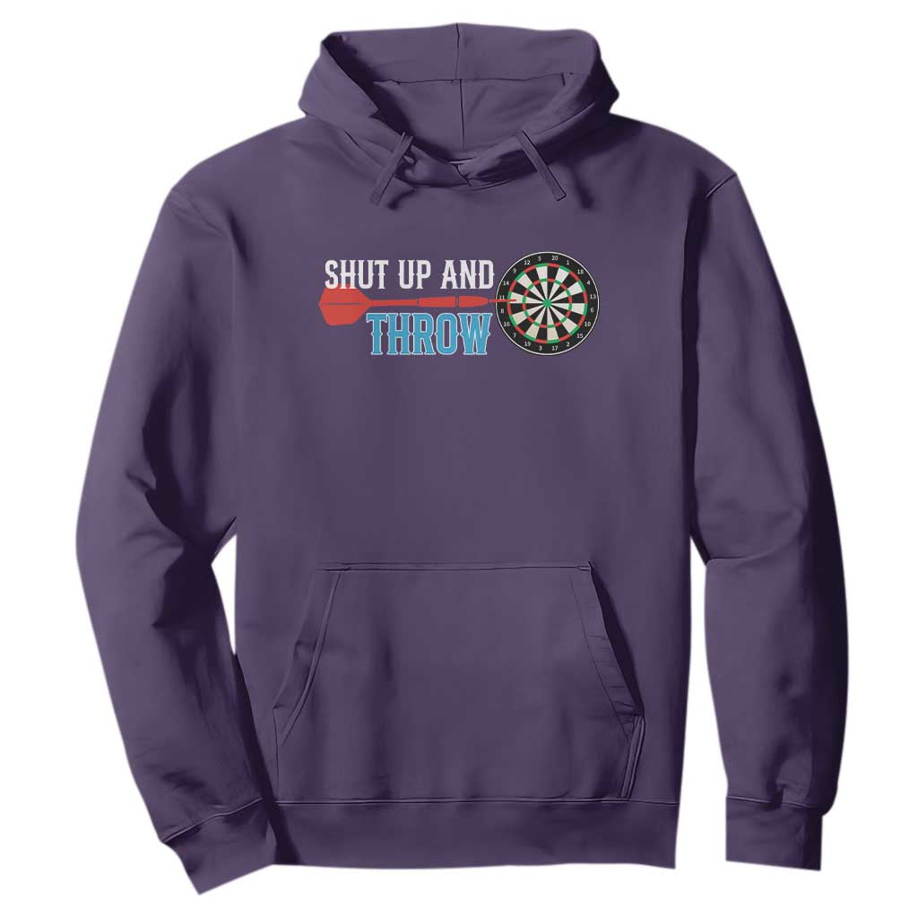 Shut Up And Throw Hoodie Funny Darts Player Gift TS12 Purple Print Your Wear