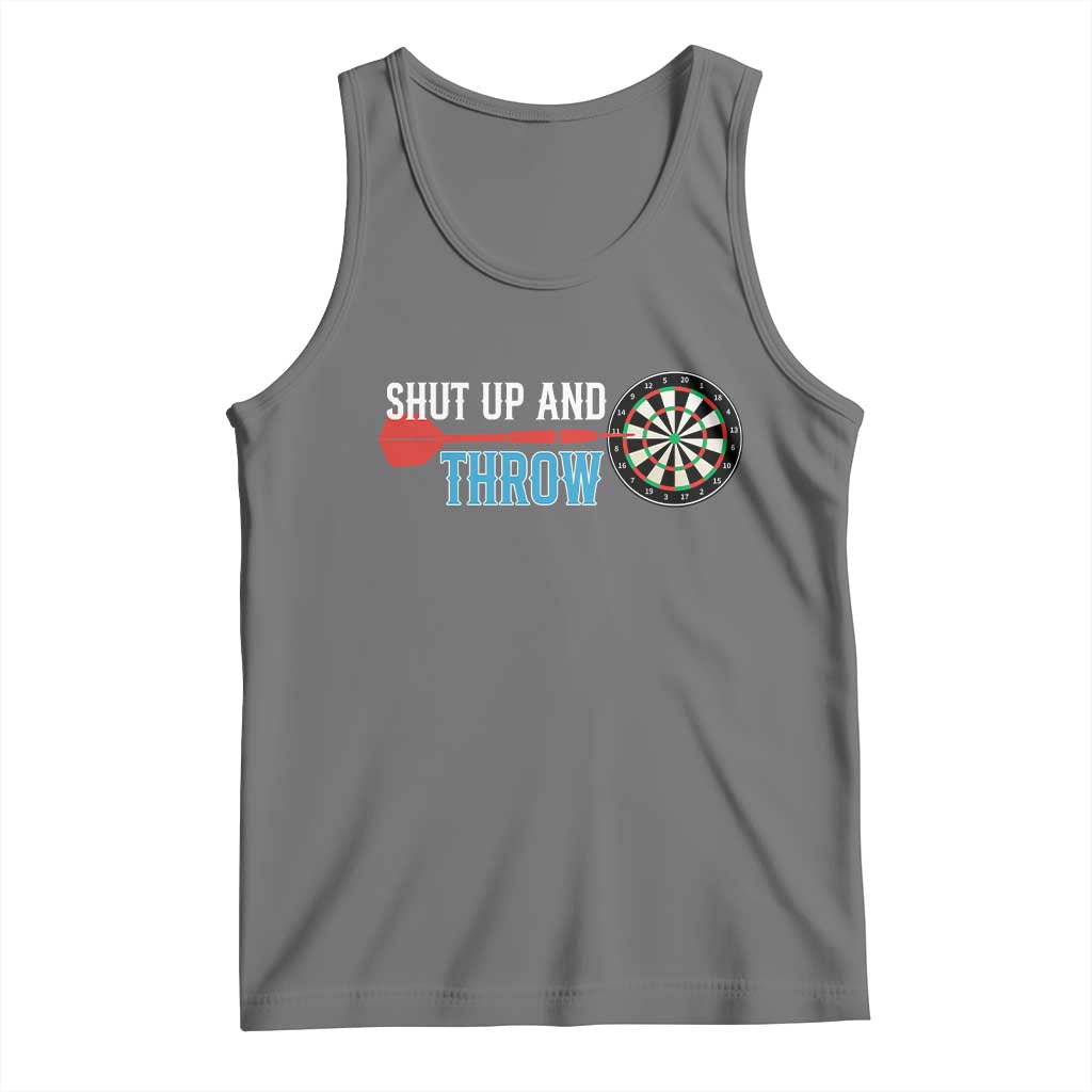 Shut Up And Throw Tank Top Funny Darts Player Gift TS12 Black Heather Print Your Wear