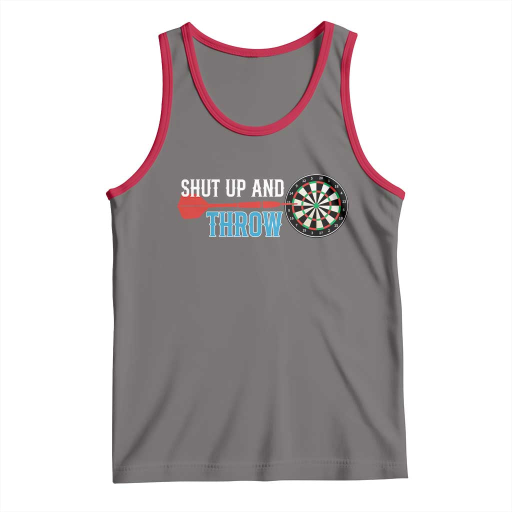 Shut Up And Throw Tank Top Funny Darts Player Gift TS12 Deep Heather Red Print Your Wear