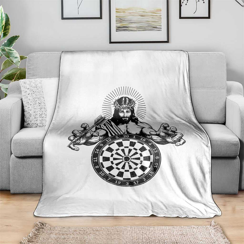 Funny Christian Dartist Gift Throw Blanket Jesus Bullseye Shooter TS12 Print Your Wear