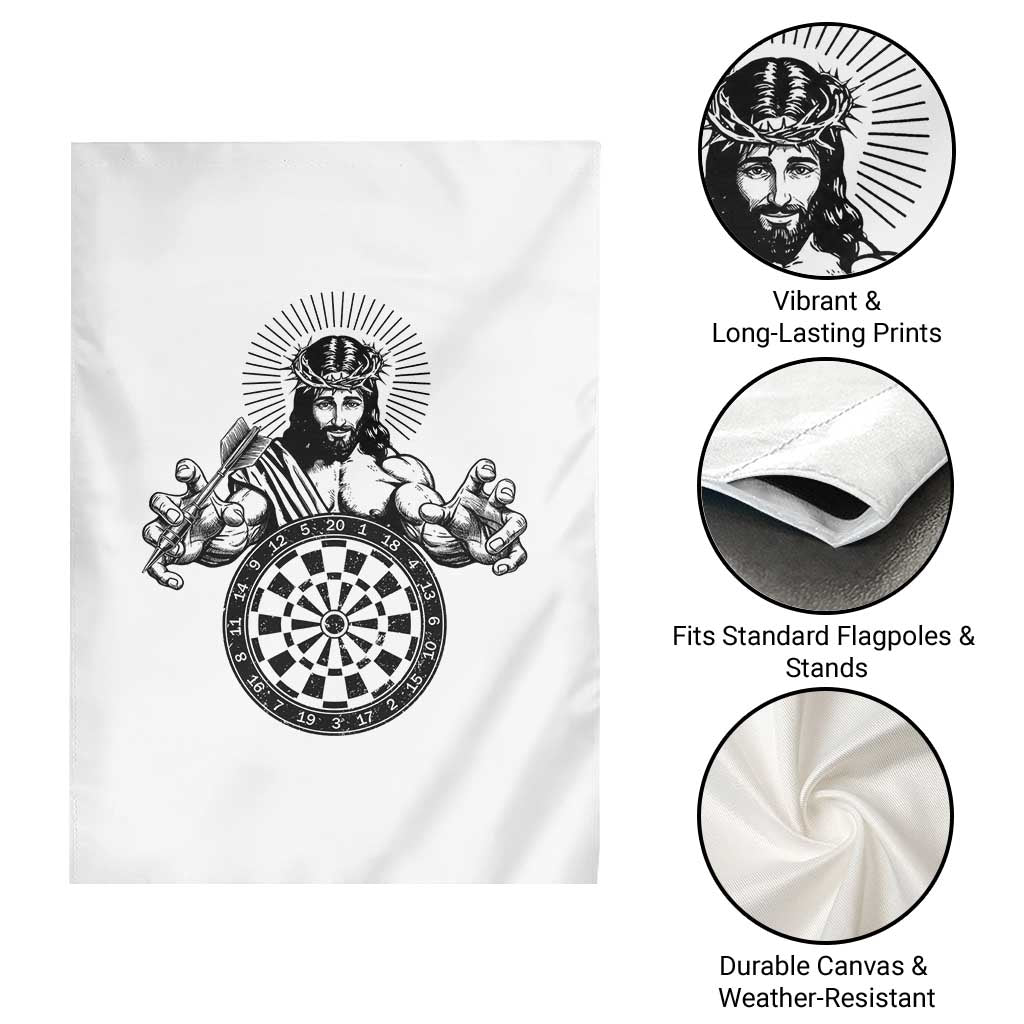 Funny Christian Dartist Gift Garden Flag Jesus Bullseye Shooter TS12 Print Your Wear
