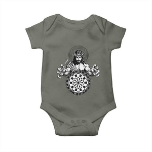 Funny Christian Dartist Gift Baby Onesie Jesus Bullseye Shooter TS12 Military Green Print Your Wear