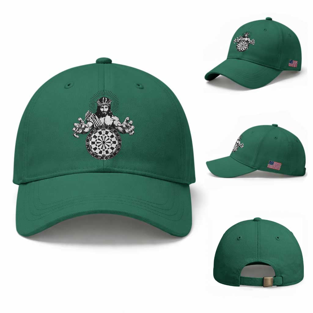Funny Christian Dartist Gift Baseball Cap Jesus Bullseye Shooter TS12 Baseball Cap Universal Fit Irish Green Print Your Wear