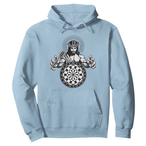 Funny Christian Dartist Gift Hoodie Jesus Bullseye Shooter TS12 Light Blue Print Your Wear