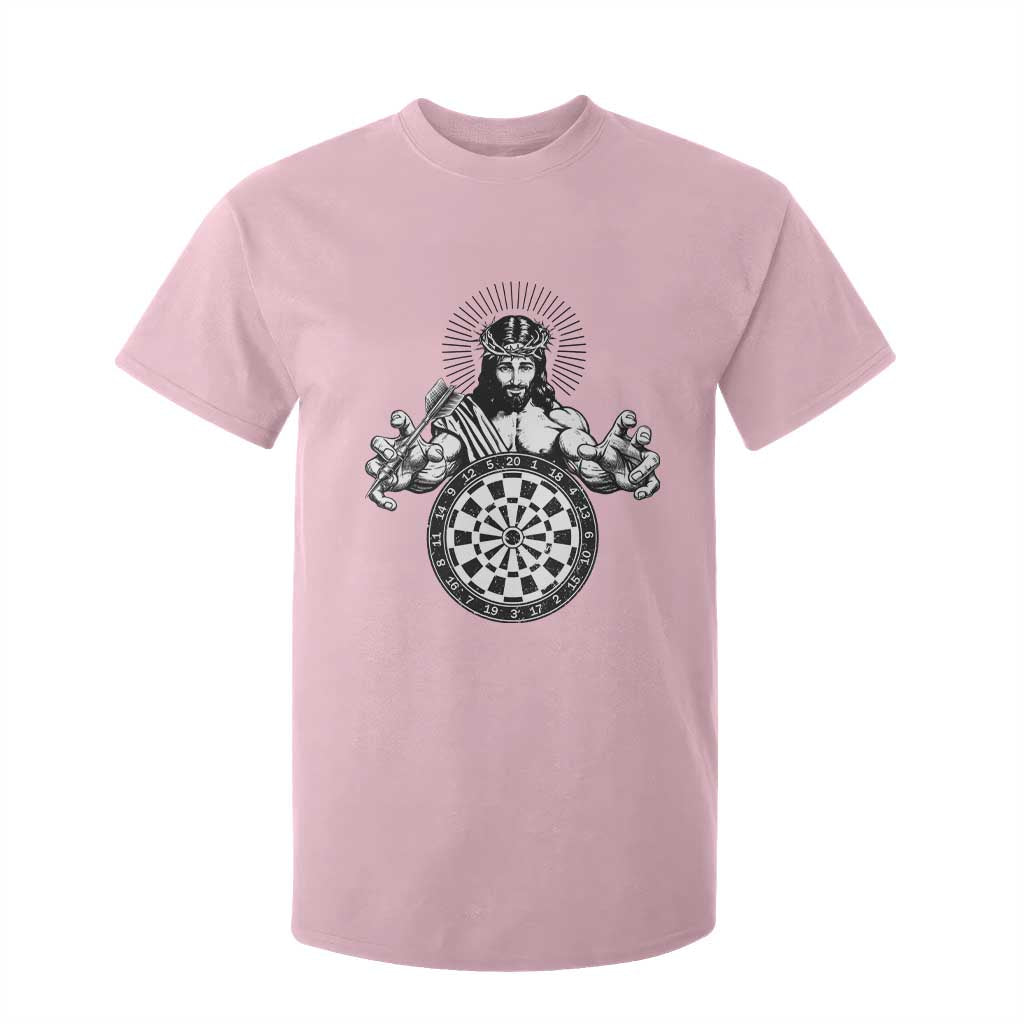 Funny Christian Dartist Gift T Shirt For Kid Jesus Bullseye Shooter TS12 Light Pink Print Your Wear