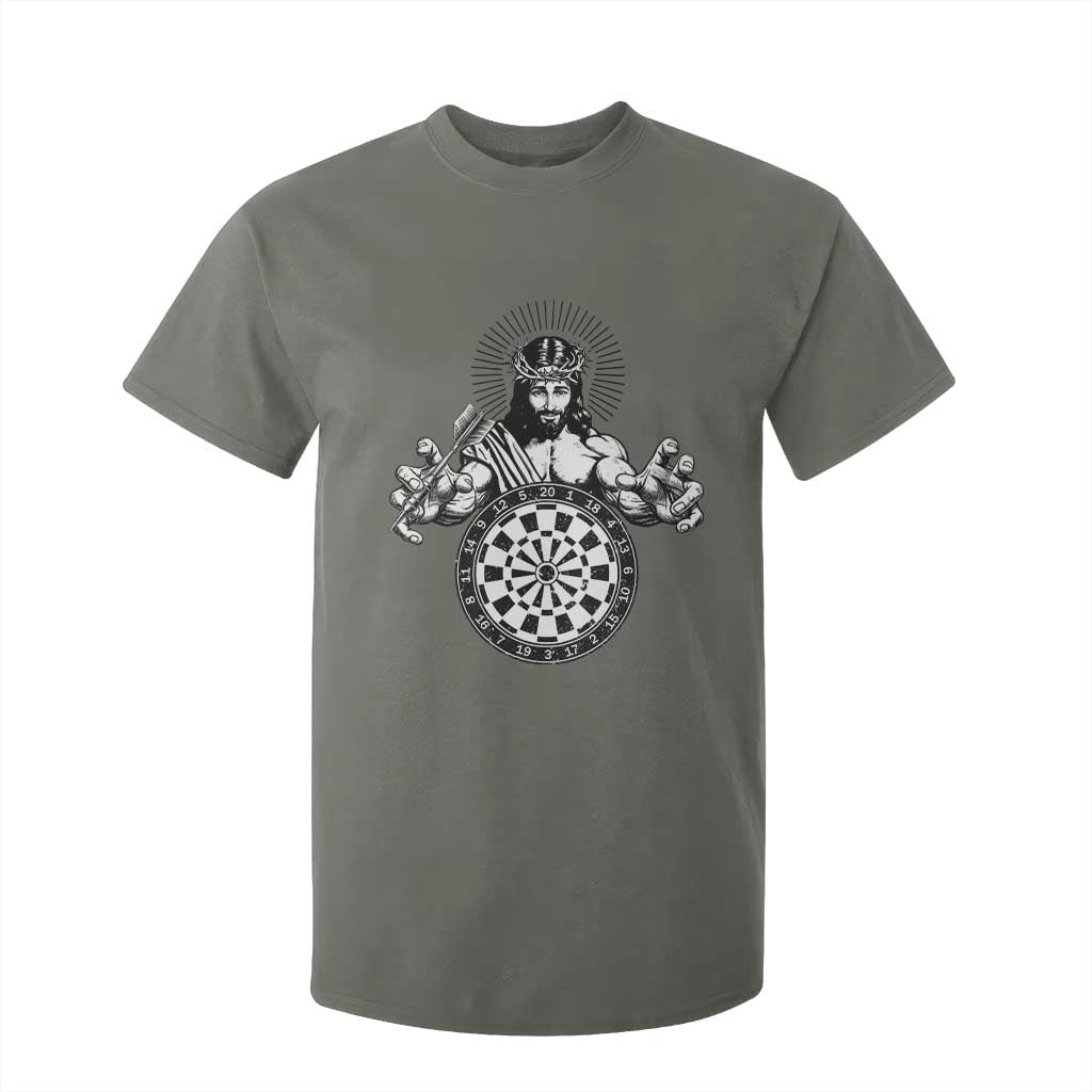 Funny Christian Dartist Gift T Shirt For Kid Jesus Bullseye Shooter TS12 Military Green Print Your Wear