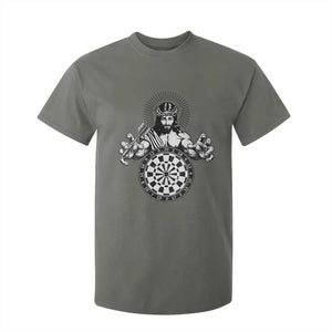Funny Christian Dartist Gift T Shirt For Kid Jesus Bullseye Shooter TS12 Military Green Print Your Wear