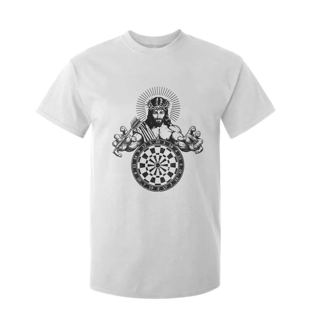 Funny Christian Dartist Gift T Shirt For Kid Jesus Bullseye Shooter TS12 White Print Your Wear