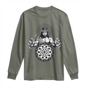 Funny Christian Dartist Gift Long Sleeve Shirt Jesus Bullseye Shooter TS12 Military Green Print Your Wear
