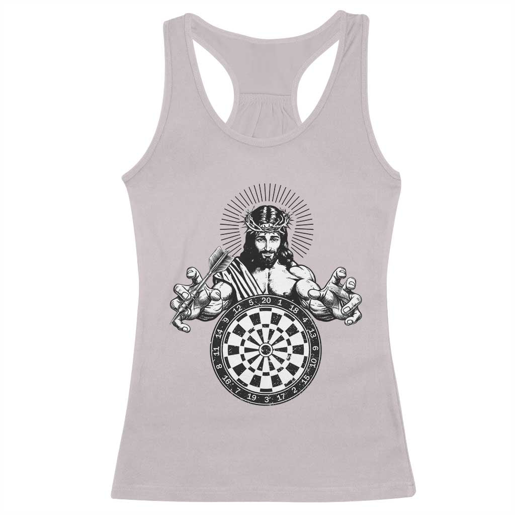 Funny Christian Dartist Gift Racerback Tank Top Jesus Bullseye Shooter TS12 Ice Gray Print Your Wear