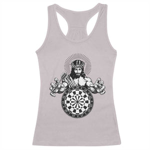 Funny Christian Dartist Gift Racerback Tank Top Jesus Bullseye Shooter TS12 Ice Gray Print Your Wear