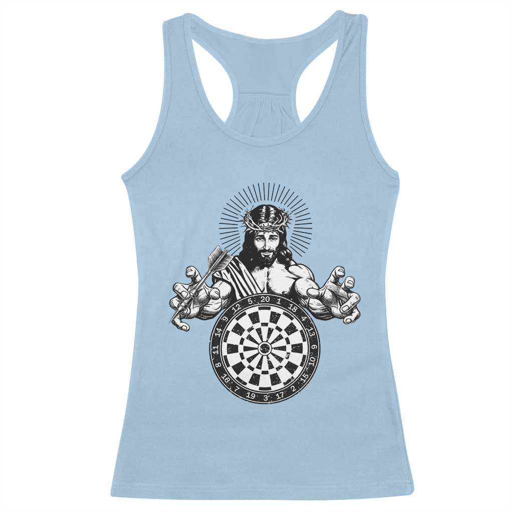 Funny Christian Dartist Gift Racerback Tank Top Jesus Bullseye Shooter TS12 Light Blue Print Your Wear