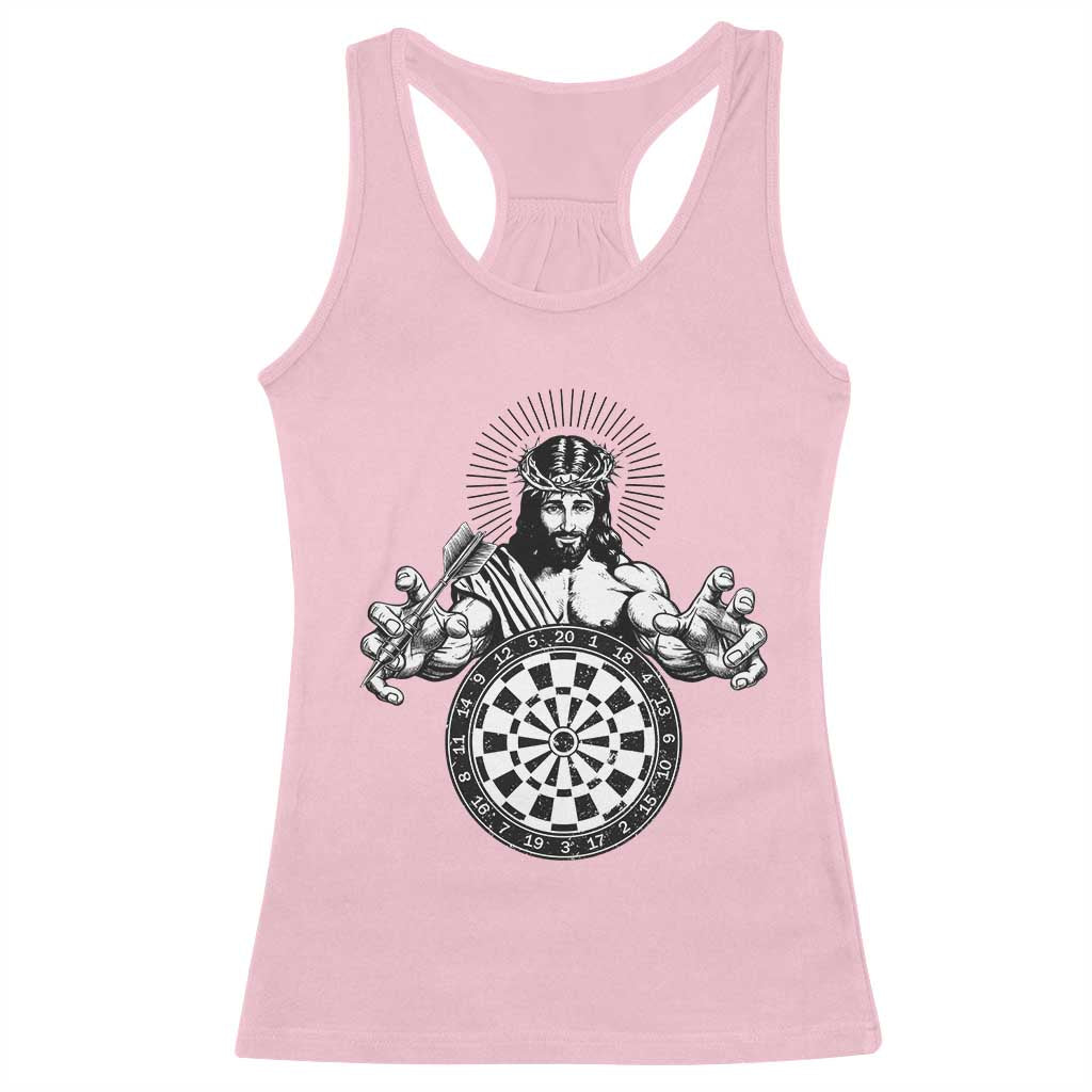 Funny Christian Dartist Gift Racerback Tank Top Jesus Bullseye Shooter TS12 Light Pink Print Your Wear