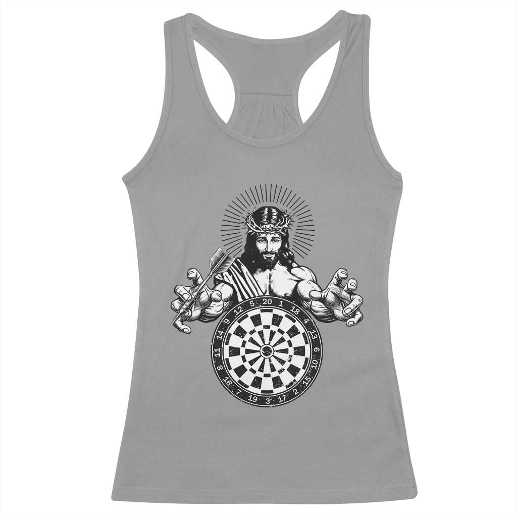 Funny Christian Dartist Gift Racerback Tank Top Jesus Bullseye Shooter TS12 Sport Gray Print Your Wear