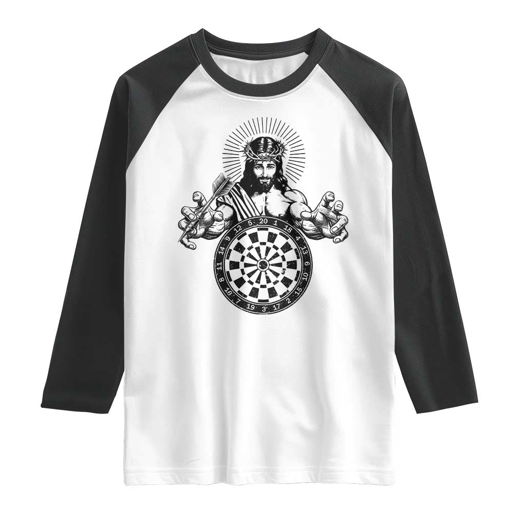 Funny Christian Dartist Gift Raglan Shirt Jesus Bullseye Shooter TS12 White Black Print Your Wear