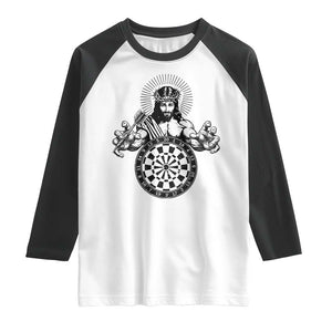 Funny Christian Dartist Gift Raglan Shirt Jesus Bullseye Shooter TS12 White Black Print Your Wear