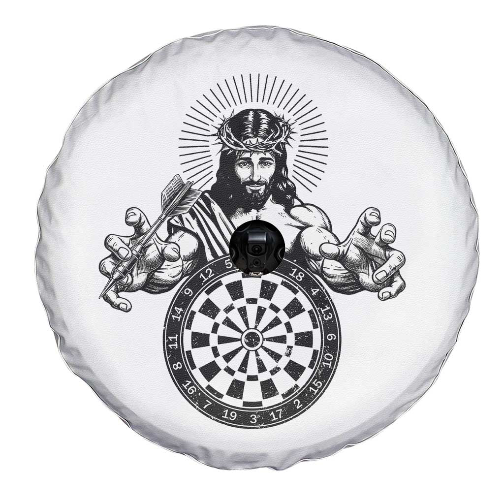 Funny Christian Dartist Gift Spare Tire Cover Jesus Bullseye Shooter TS12 Print Your Wear