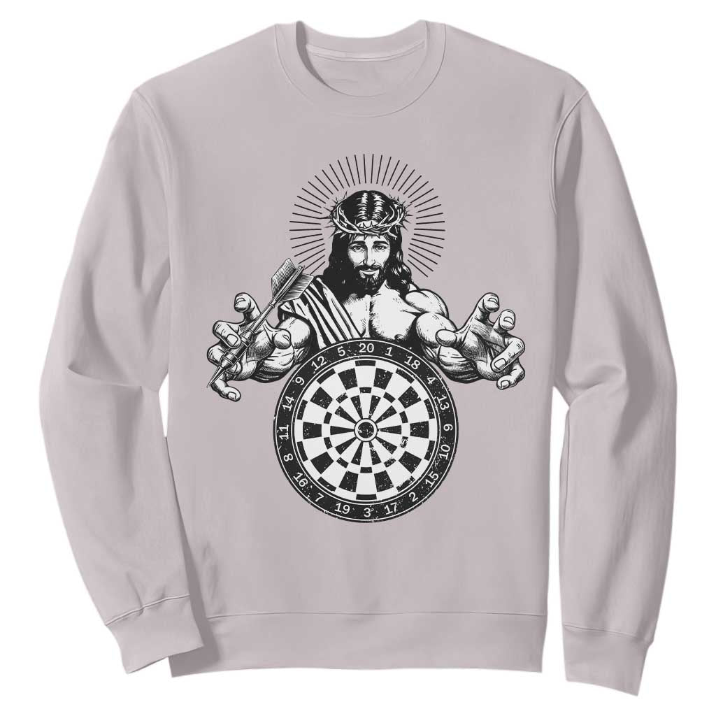 Funny Christian Dartist Gift Sweatshirt Jesus Bullseye Shooter TS12 Ice Gray Print Your Wear