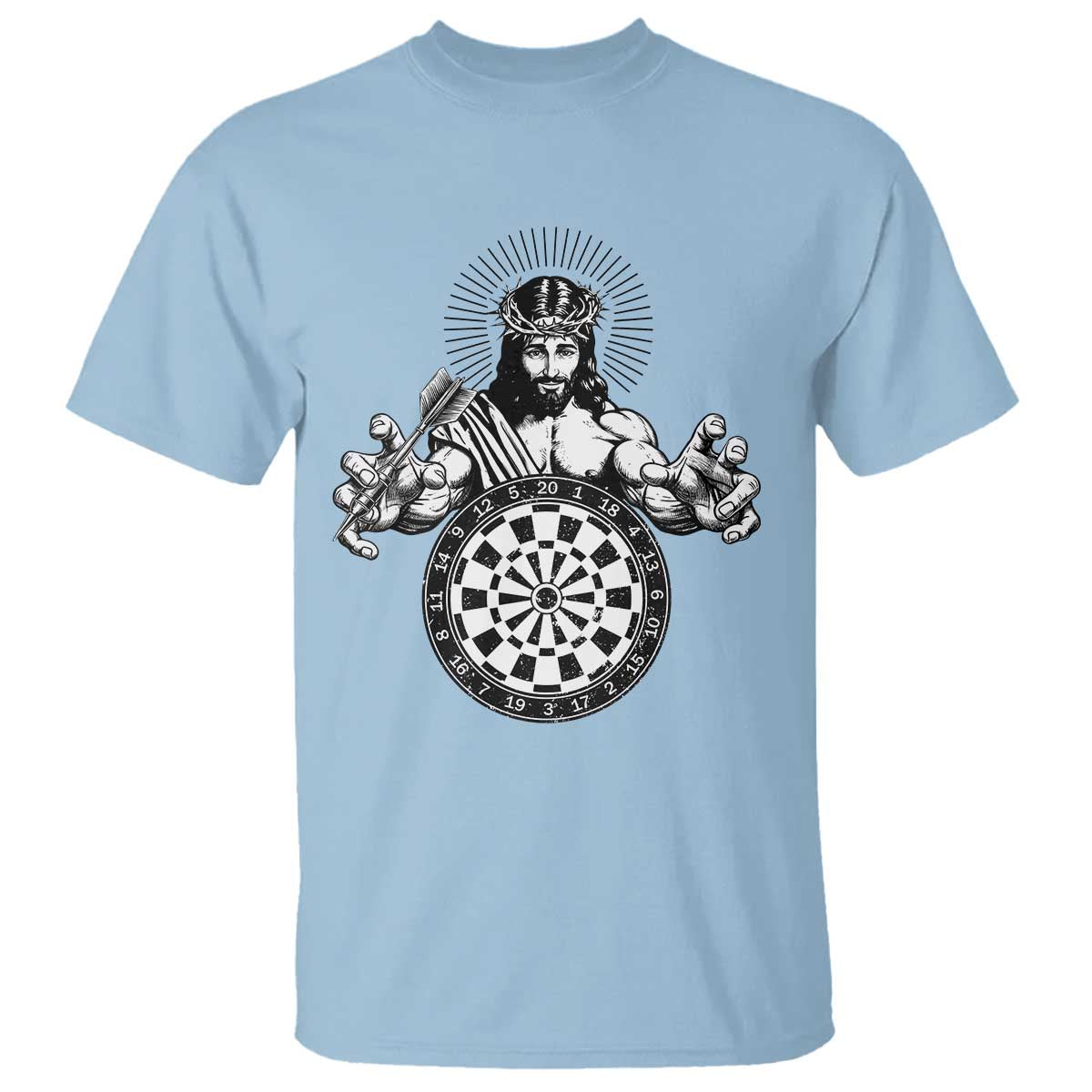 Funny Christian Dartist Gift T Shirt Jesus Bullseye Shooter TS12 Light Blue Print Your Wear