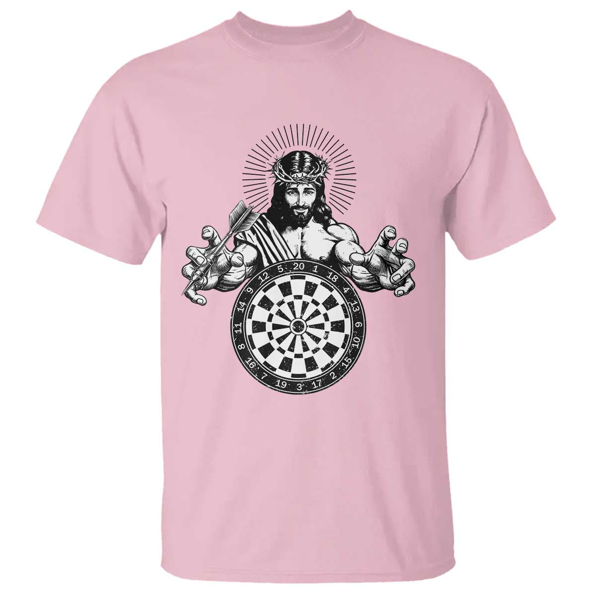 Funny Christian Dartist Gift T Shirt Jesus Bullseye Shooter TS12 Light Pink Print Your Wear