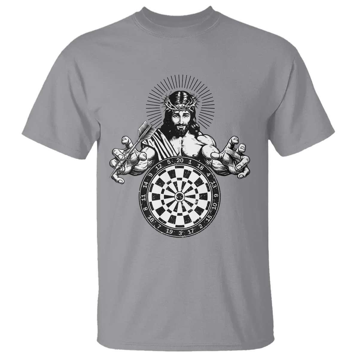 Funny Christian Dartist Gift T Shirt Jesus Bullseye Shooter TS12 Sport Gray Print Your Wear